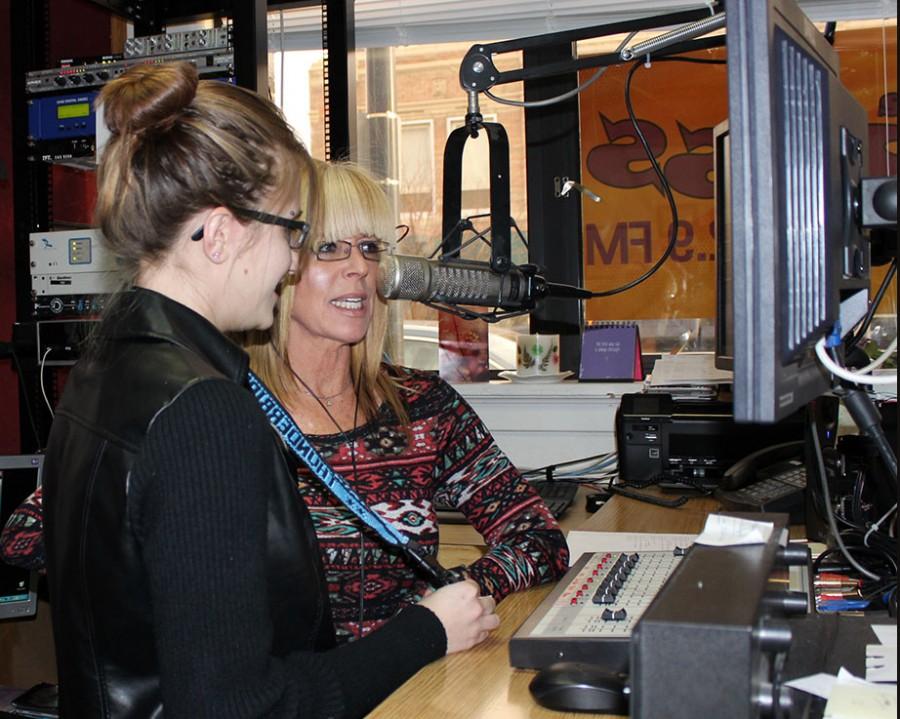 Thunderbolt Perspectives editor Katie Overstreet visits on-air with 92.9 The Boss radio DJ Brenda Foley. Katie and the East High newspaper staff toured the KFBC radio facility and the Wyoming Tribune-Eagle offices in December as part of a journalism fieldtrip. 