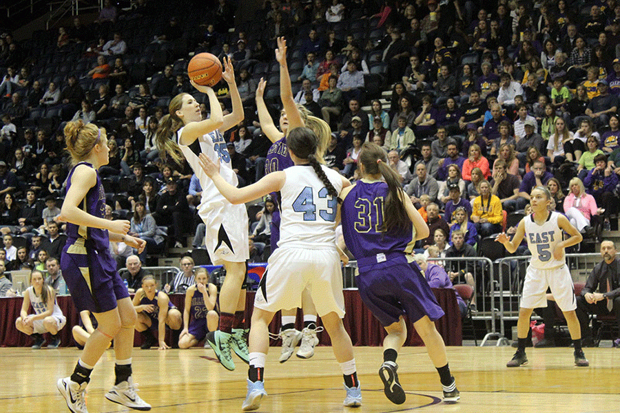 Justene Hirsig shoots during the State Championship against the Gillette Camels.