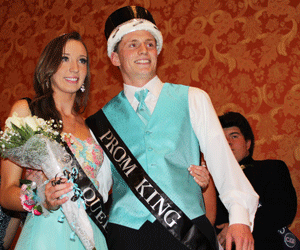 Seniors Madison Paintner and Levi Romsa are presented to the crowd as the 2015 EHS Prom King and Queen.