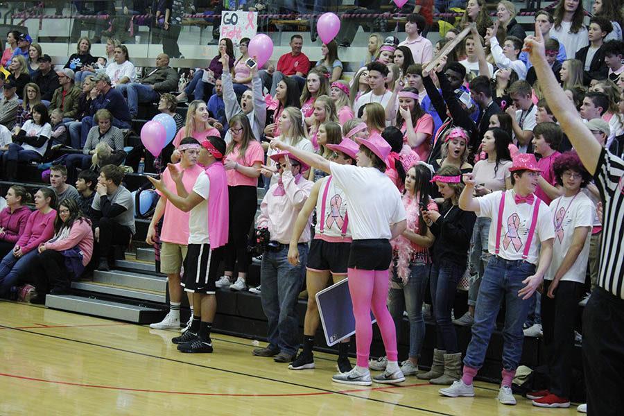 The Student section wore pink to support Breast Cancer awareness 