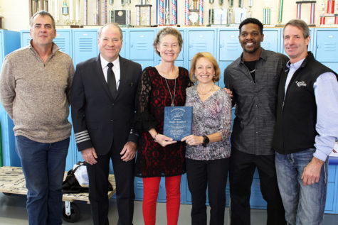 Newly inducted EHS Hall of Fame members John O’Connor, Jim Mize, Michelle Stotts, Dr. Sue Chilton, Lee Vaughn and Dennis Humphrey (l to r) were recognized at a ceremony at the school on October 27.
