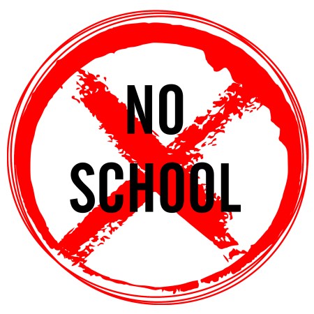 No School with a X Mark beneath it
